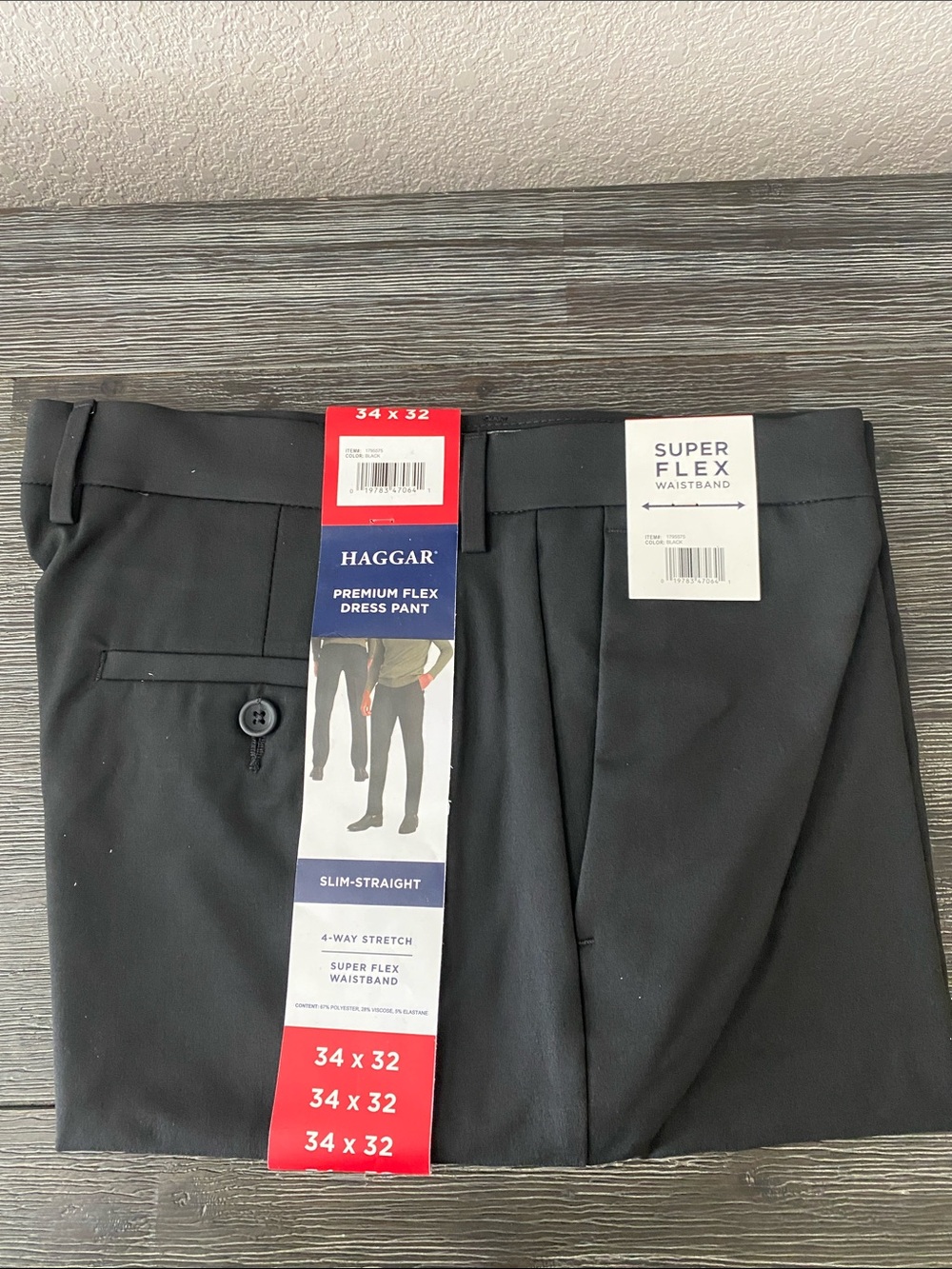 Haggar Premium Flex Slim-Straight Dress Pants - Black 34x32